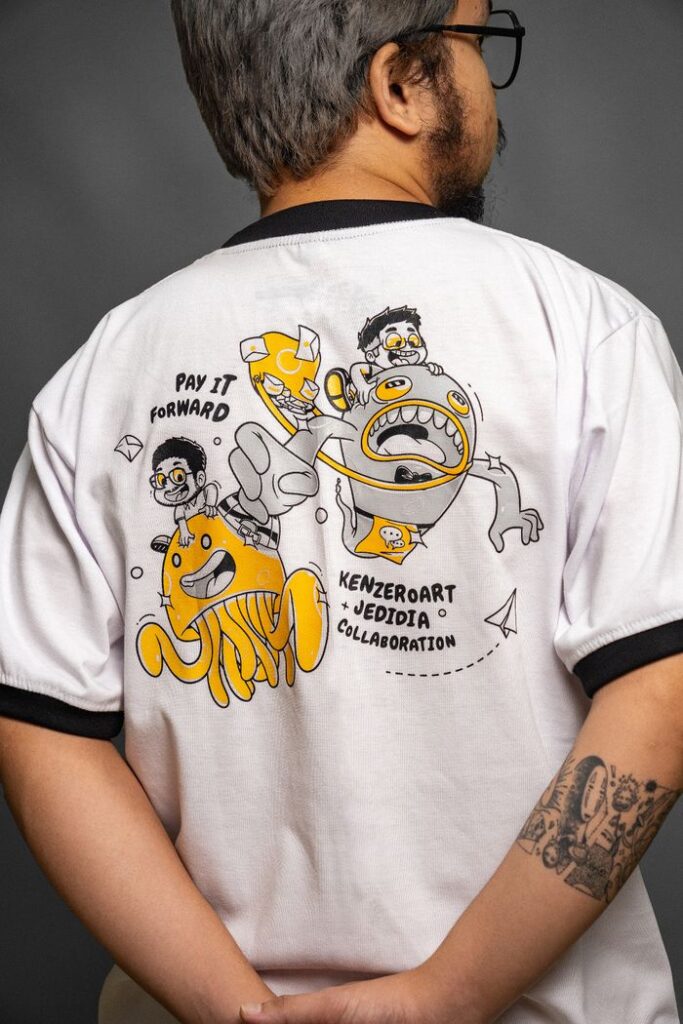 Stylish t-shirt featuring unique cartoon art, perfect for street fashion enthusiasts.